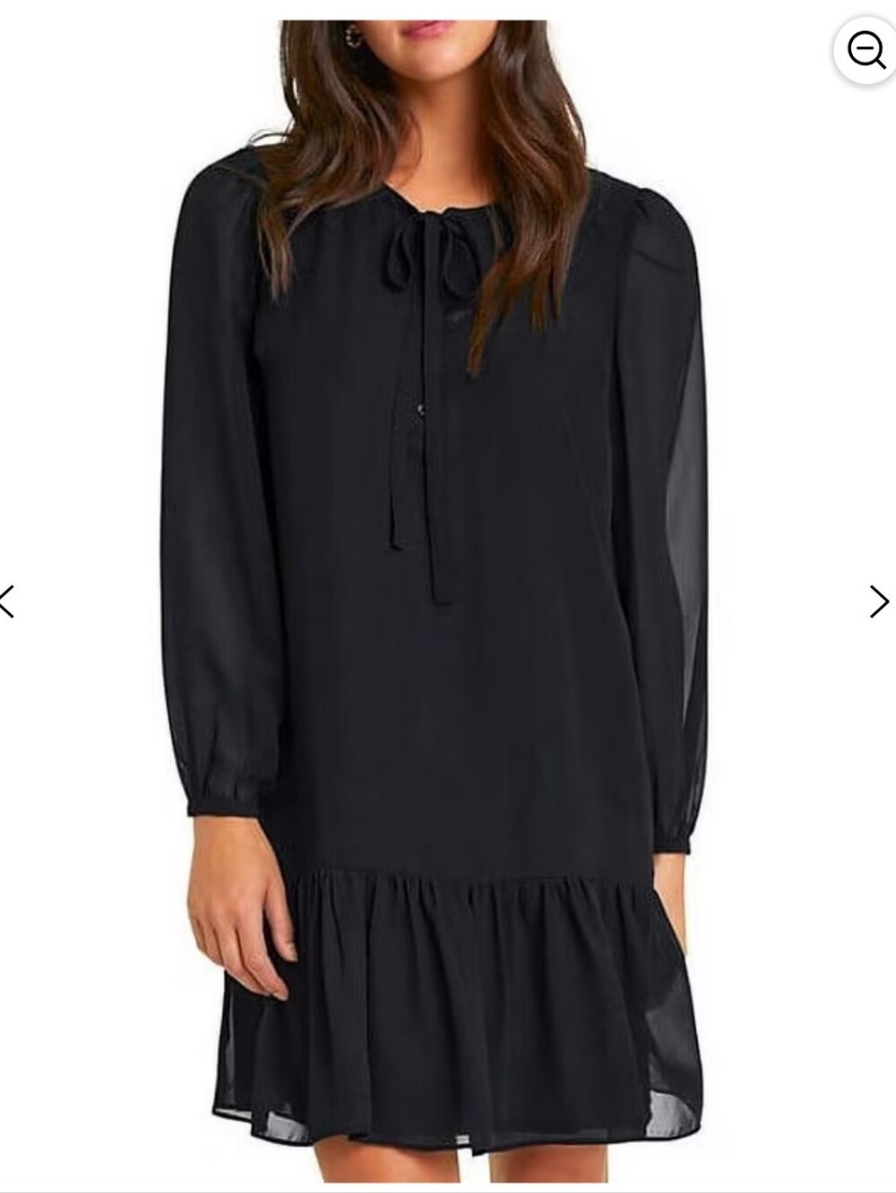 Draper James Black Long-Sleeve Ruffle-Hem Dress